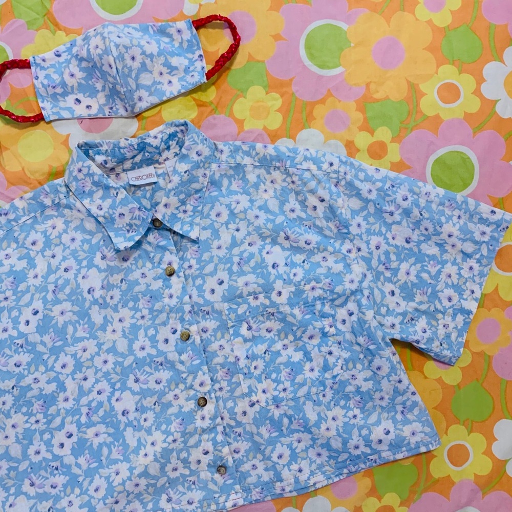 1990s Floral Crop & Button Up M/L